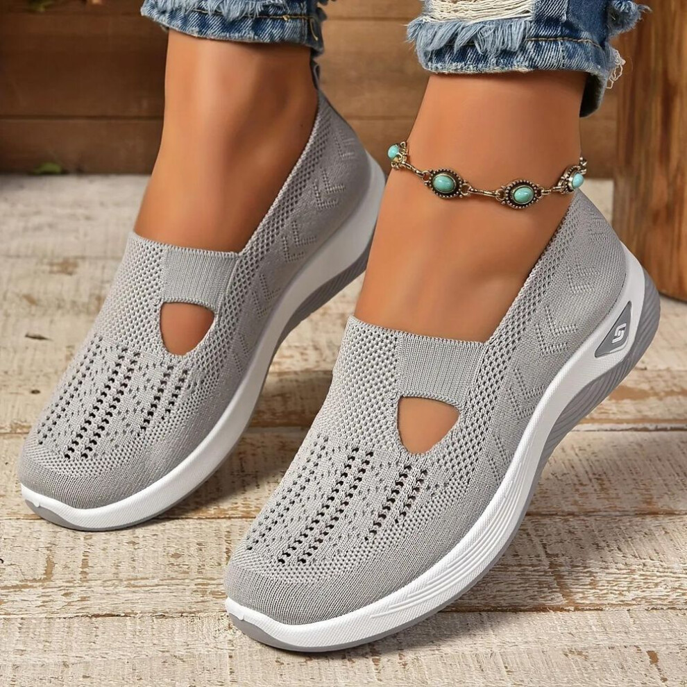 (gray, 38) Women's Sneakers Breathable Casual Shoes Summer Soft Sole Orthopedic Shoes Lightweight Slip on Walking Shoe Non Slip Flat Shoes