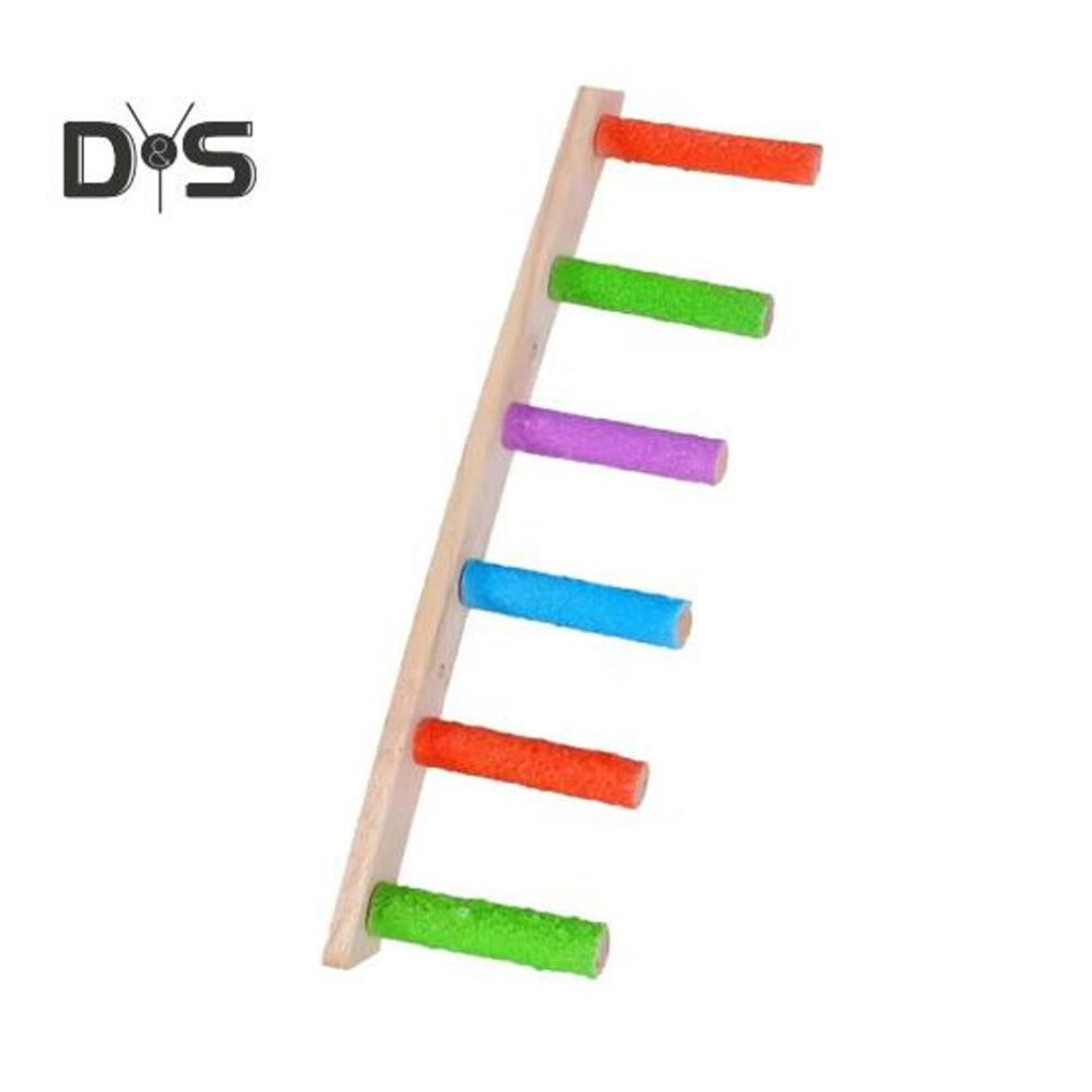 (as the picture, 6) 4/6/8 Steps Parrot Ladder Nature Wooden Birds Climbing Ladder Parakeet Play Exercise Stand Perch Birds Cage Accessories for Budgies Peony Parrots
