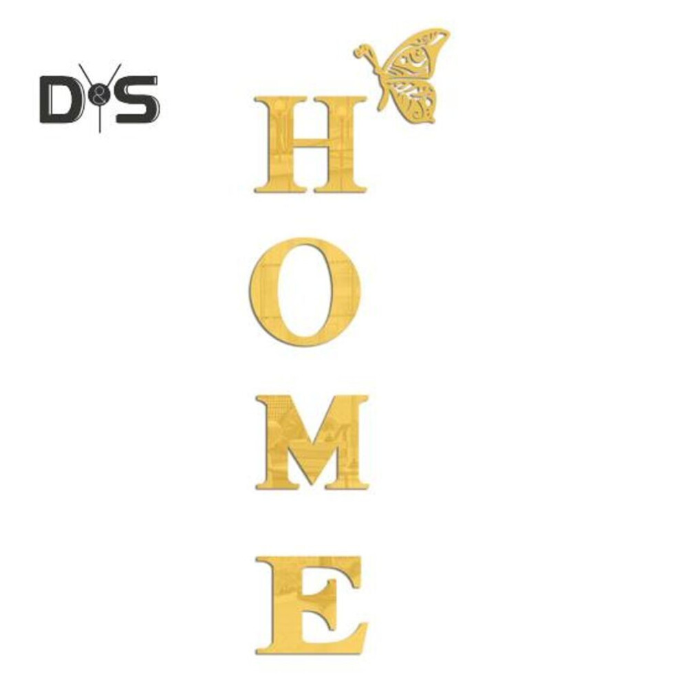 (golden, M) Mirror Home Letter Signs Acrylic Wall Stickers Letters Reflective Wall Decals For Living Room Bedroom Kitchen