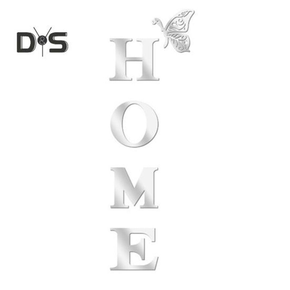 (silver, L) Mirror Home Letter Signs Acrylic Wall Stickers Letters Reflective Wall Decals For Living Room Bedroom Kitchen
