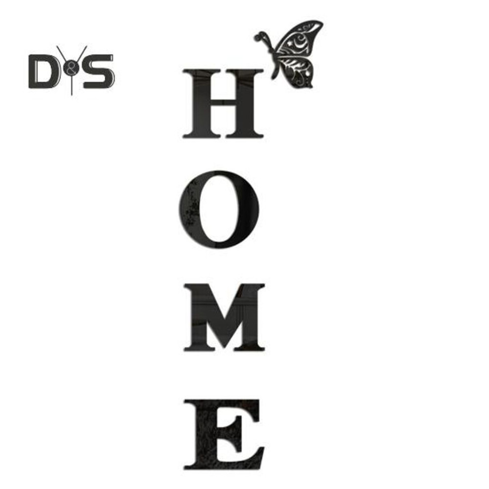 (black, M) Mirror Home Letter Signs Acrylic Wall Stickers Letters Reflective Wall Decals For Living Room Bedroom Kitchen