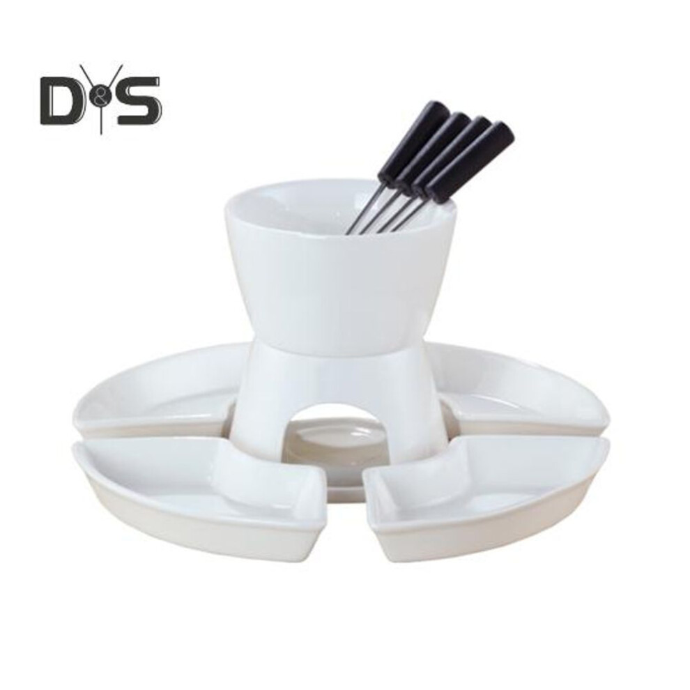 (as the picture, B) Ceramic Chocolate Fondue Butter Warmer Set Melt Hot Pot Bowl For Cheese Caramel High-temperature Resistant Ceramics Even Heating Chocolate Dipping Set