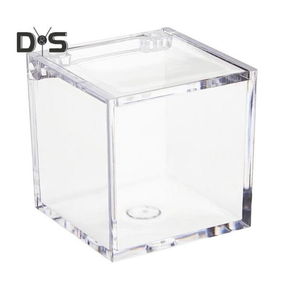 (as the picture, 6 cm) Clear Acrylic Boxes Small Square Cube Containers With Lid Plastic Storage Organizer For Candy Pill Tiny Jewelry