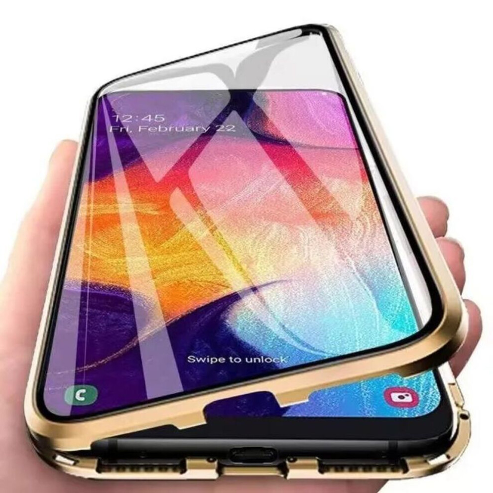 (gold, For Galaxy S21 FE) 360 Double Sided Glass Metal Magnetic Case For Samsung Galaxy S22 S21 S23 S24 Fe S25 Plus Ultra A16 A26 A25 A36 A35 A56 A55 5g Protect Cover