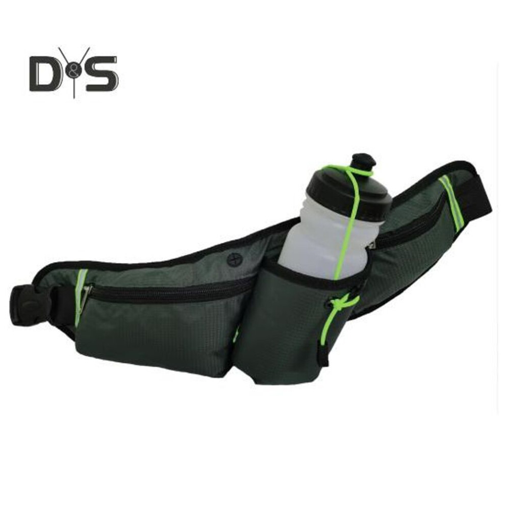 (dark gray) Sports Fanny Pack with Water Bottle Holder Adjustable Waistband Phone Water Bottle Storage Bag Reflective Strip Multiple Compartments Waist Bag for