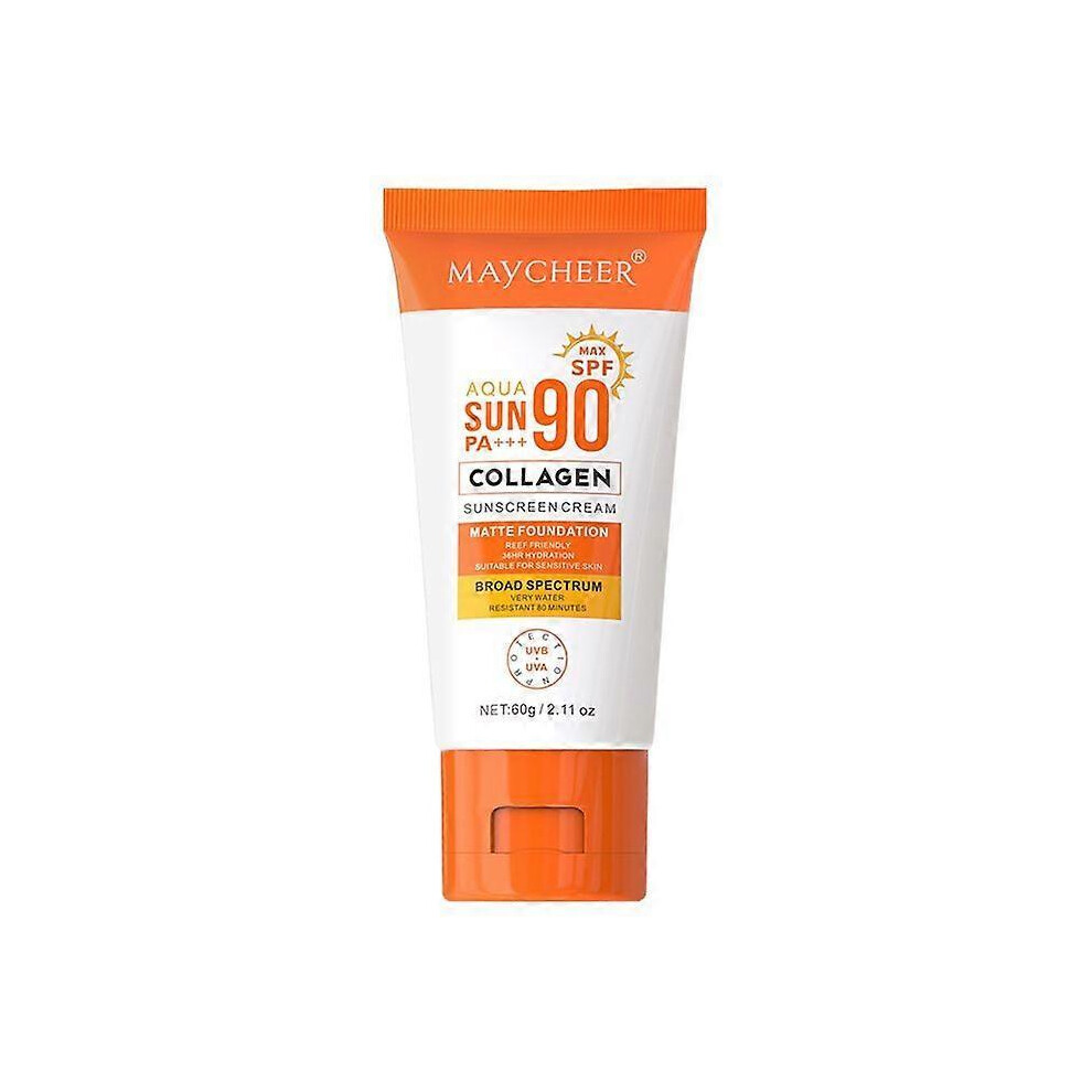 (1pc) Collagen Sunscreen SPF 90 PA+++, Long Lasting 24-Hr Sun Protection Sunblock Face Moisturiser, UV Ultra High Protection for Outdoor, Waterproof &