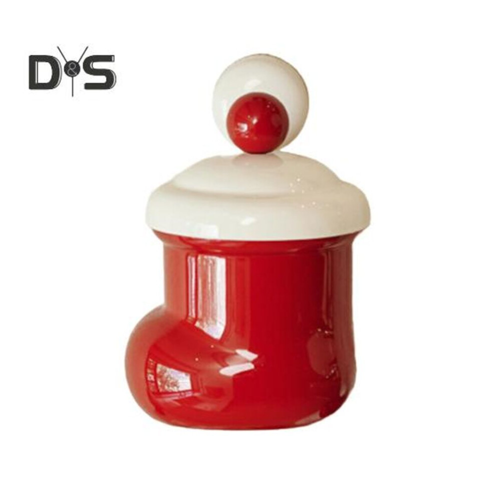 (red) Garbage Can Wall-mounted Suction Cup Design Cute Boot Shape Large Capacity Desktop Trash Can Waste Bin With Sealed Lid