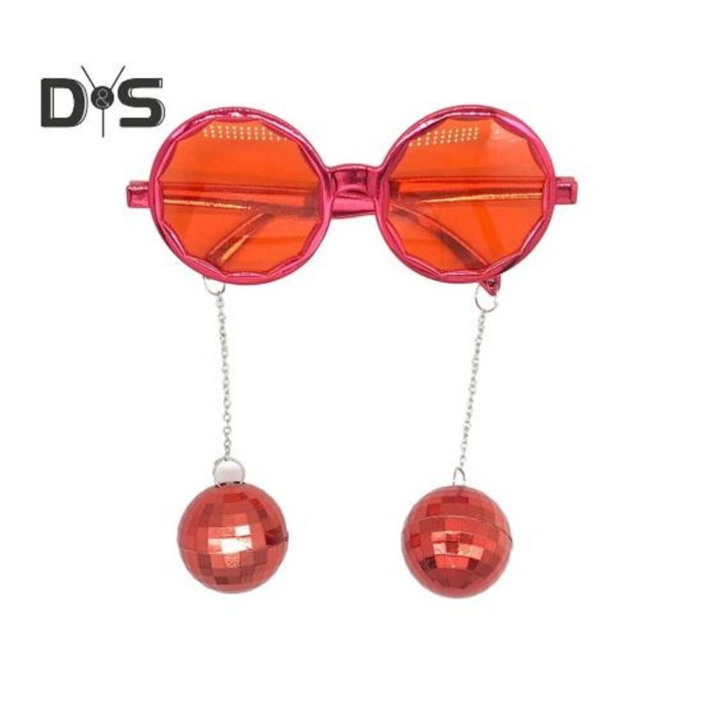(red) Disco Ball Glasses Plastic Retro Funky Sunglasses With Disco Ball Pendant Party Favors Carnival Accessories For Women And Men