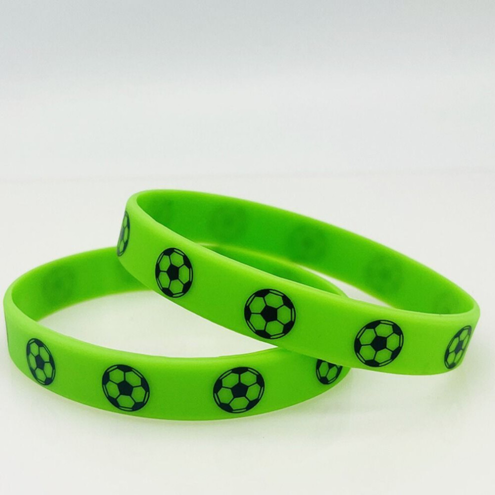 (green-2pcs) 2pcs Printing Sports Football Silicone Wristbands Souvenir Sports Theme Bracelet  Outdoor Jewelry