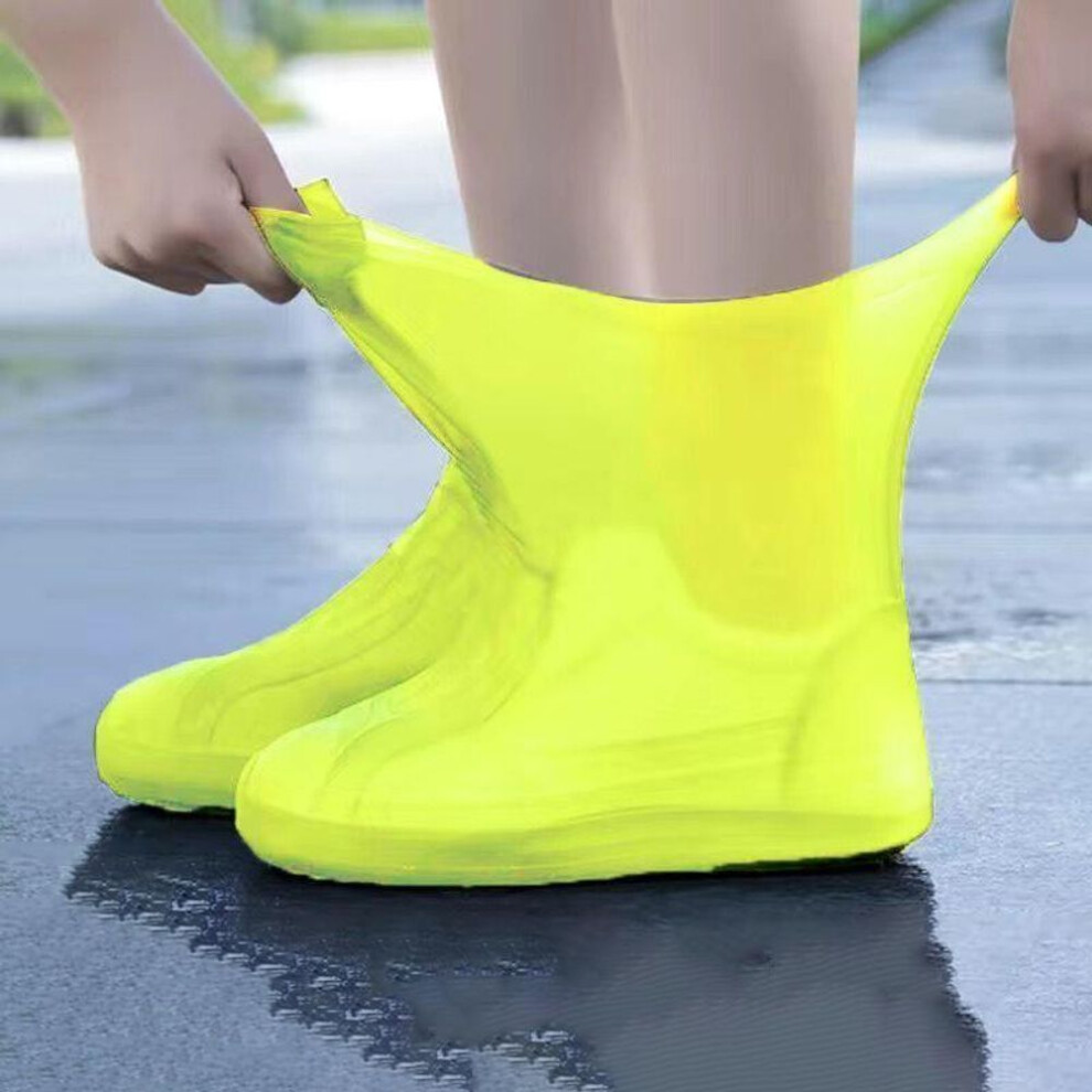 (yellow, L) Reusable Waterproof Rain Shoes Covers Silicone Outdoor Rain Boot Overshoes Walking Shoes Accessories Reusable Shoe Cover 1Pair
