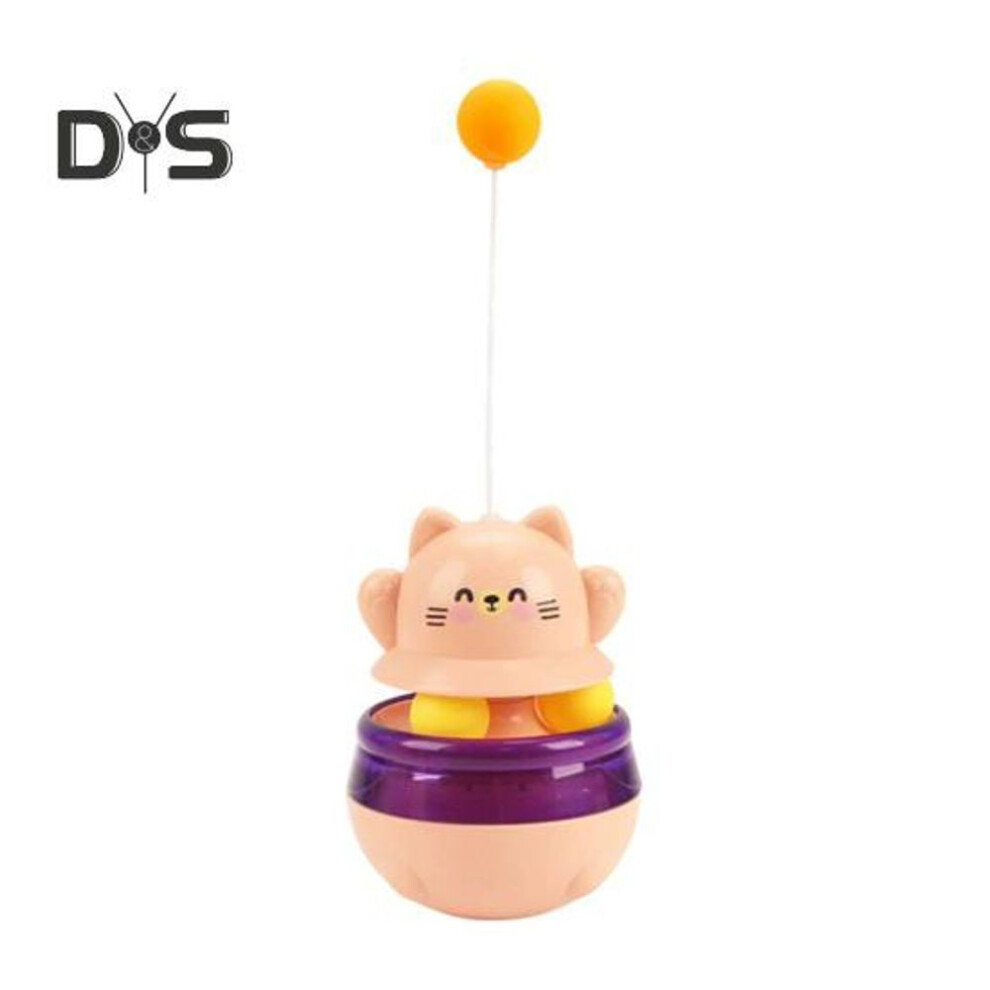 (pink) Cat Toy Treat Dispenser with 3 Balls Eco-friendly Safe to Use Tumbler Interactive Ball Cat Puzzle Feeder Pet Accessories