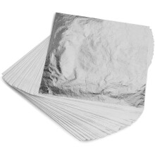 Kraftisky Silver Leaf Sheets - 100 Imitation forlader 14x14 cm s?lvblad til kunst- og h?ndv?rksprojekter hjemmeforbedring for forgyldning af m?bl