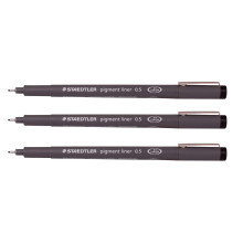 Staedtler 0,5 mm Pigment Liner Fineliner Skiss Ritning Ritningspennor Paket med 3