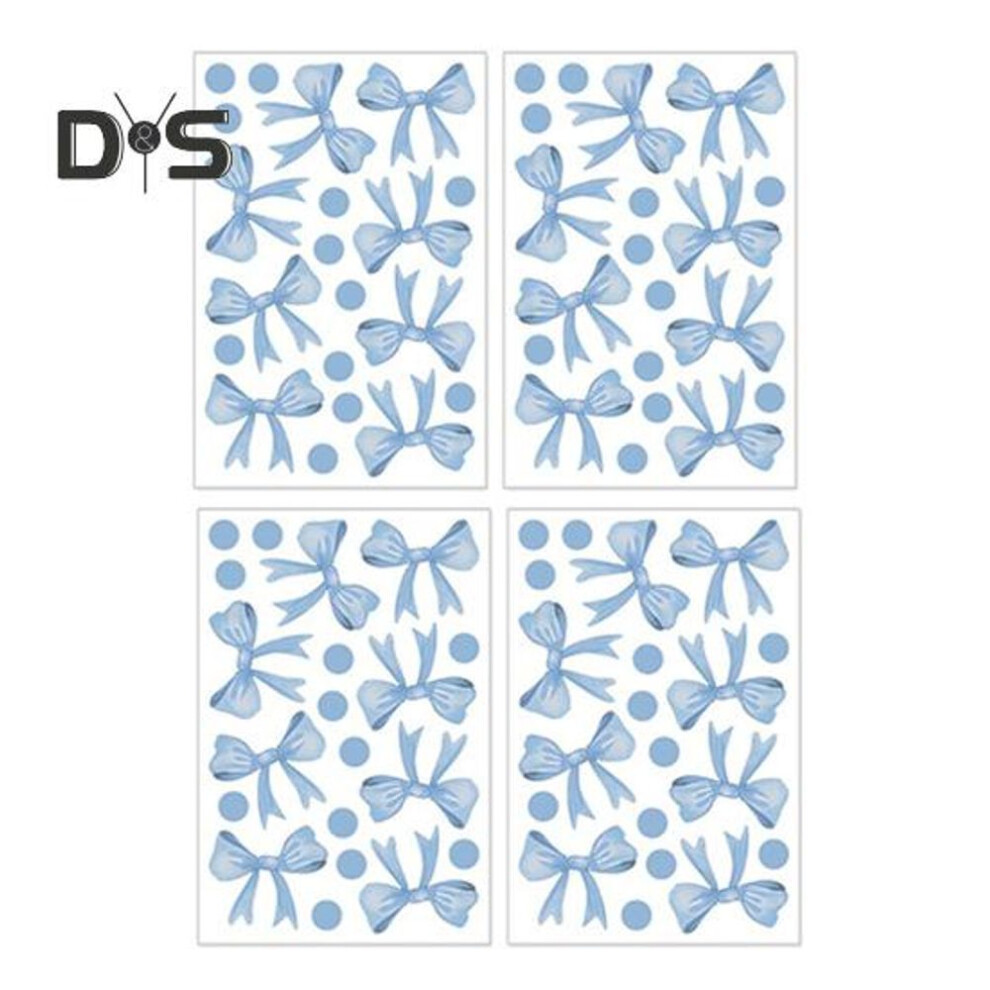 (blue) 4 Sheets Bowtie Decals Blue/pink Bow Knot Wall Stickers Peel And Stick Wall Decor Stickers For Nursery Bedroom Kids Room