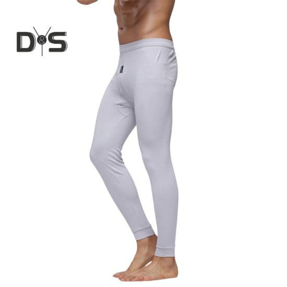 (M, grey) Men Pants Elastic Waist Thermal Insulation Long Johns Solid Color Travel Work School Bottoming Trousers Pajamas Trousers