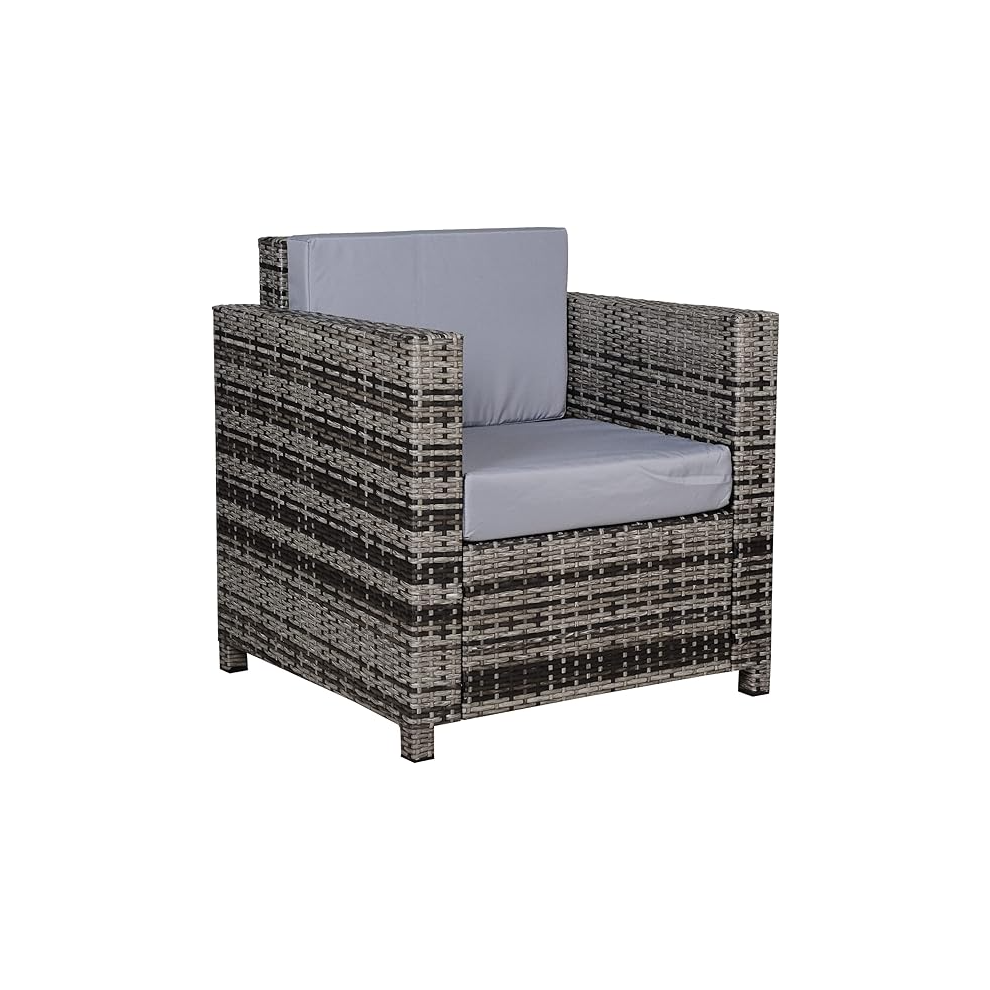Outsunny Single Seater Rattan Chair, PE Wicker Garden Armchair