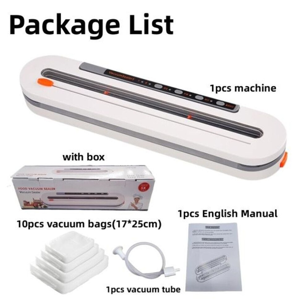 (as the picture, 220V EU PLUG) New Upgrade Automatic Powerful Household Vacuum Sealer Machine With Cutter 30cm Sealing Length Sous Vide Include 10pcs Bags