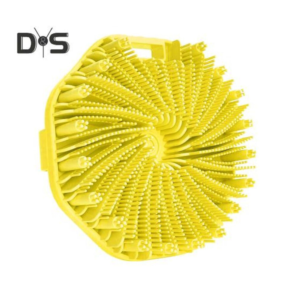 (yellow) Silicone Bath Brush Sensitive Skin Exfoliating Body Scrubber With Massage Columns Anti-slip Handle Body Brush