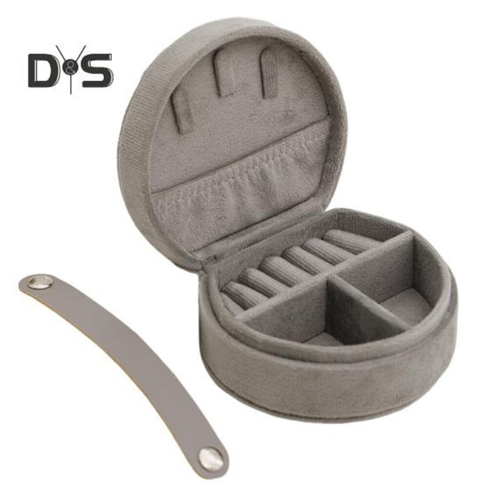 (grey) Portable Jewelry Box Rings Necklaces Organizer Soft Lining Large Capacity Lightweight Travel Case Jewelry Holder