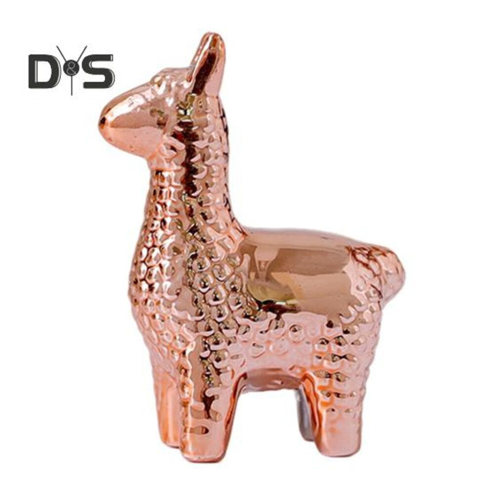 (as the picture, F) Mini Ceramic Animals Figurines Miniature Rabbit Cat Llama Pineapple Statue For Tabletop Mantel Desk Shelf Decor