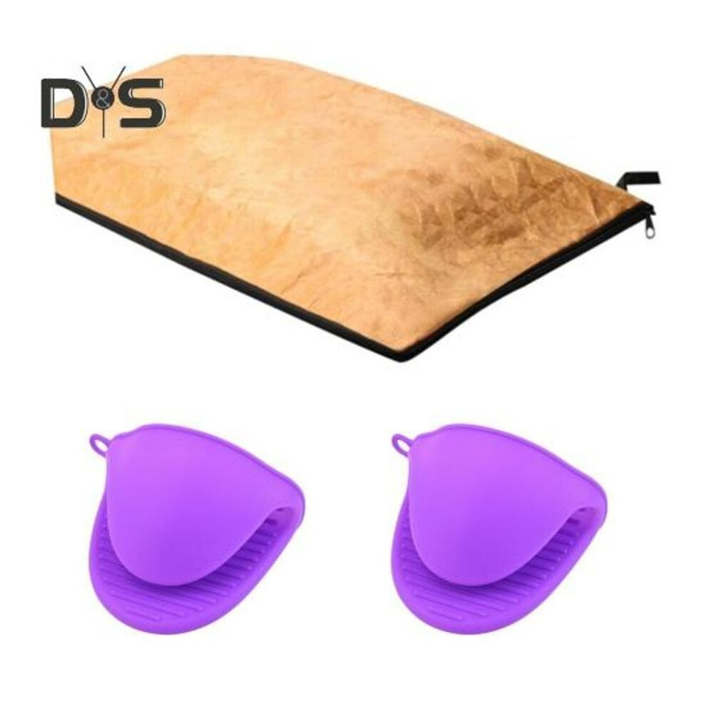 (purple) BBQ Blanket with 2 Pcs Grilling Glove Reusable BBQ Resting Blanket Insulated Meat Resting Bag with Zipper Opening for Outdoor Grilling