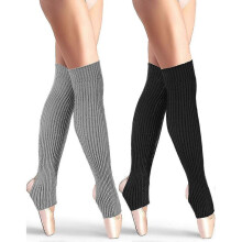 2 Pairs Stirrup Leg Warmers Straight Over The Knee Socks 21.65 Inch for Ascergery Women