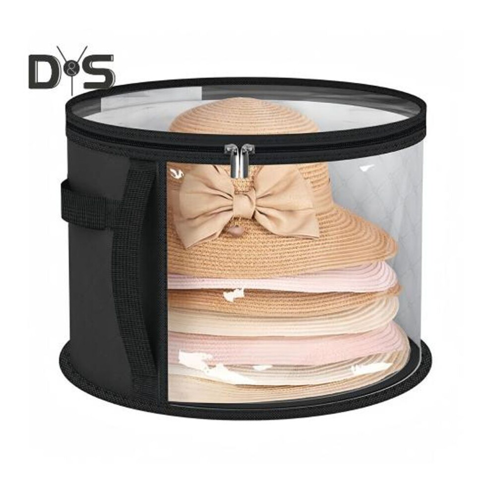 (black) Oversized Clear Hat Storage Bag Large Capacity Zipper Closure Wide Brim Hat Case Cowboy Hat Organizer With Carrying Handles