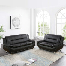 (Black) Eagle Leather 3 and 2 Seater Sofa Set