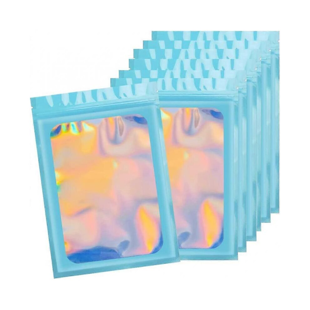 50 Aluminium Ziplock Bags, Resealable Polyethylene Storage Bags, 10X15cm, Perfect For The Kitchen And Sweets Blue