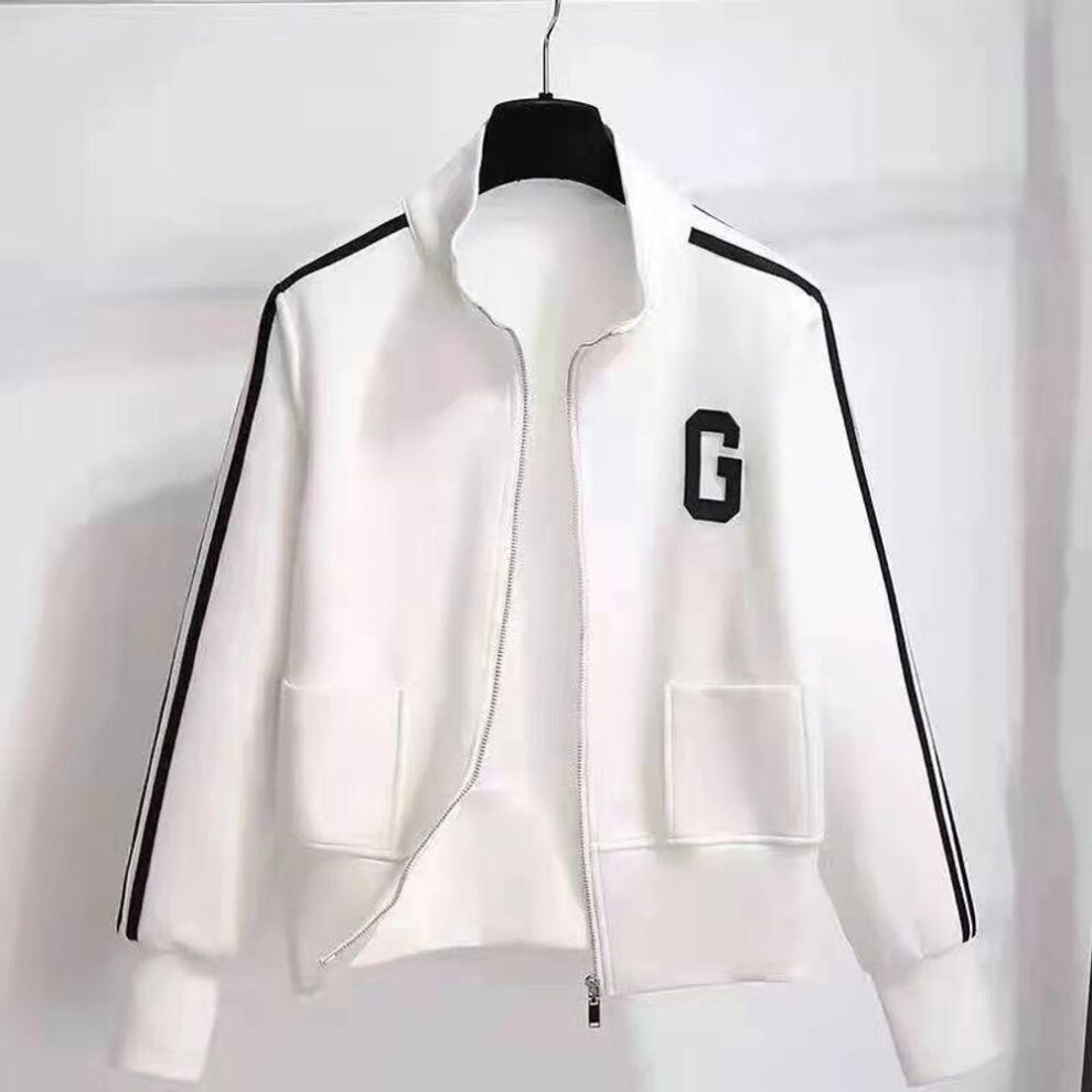 (XL, white) Spring Women's Fashion Short Casual Cardigan Jacket
