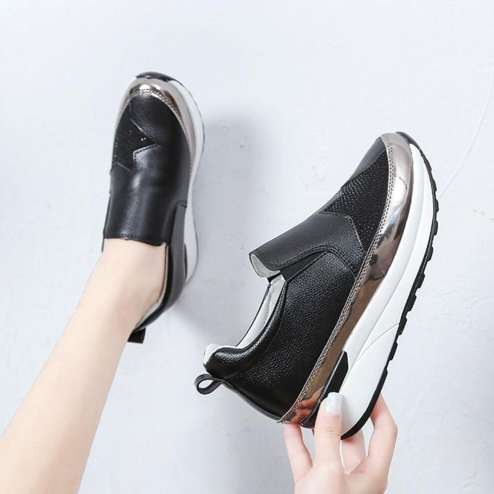 (black, 37) Sneakers Women's Rhinestone Star Pattern Platform Loafers Silver Platform Shoes Women Shoes