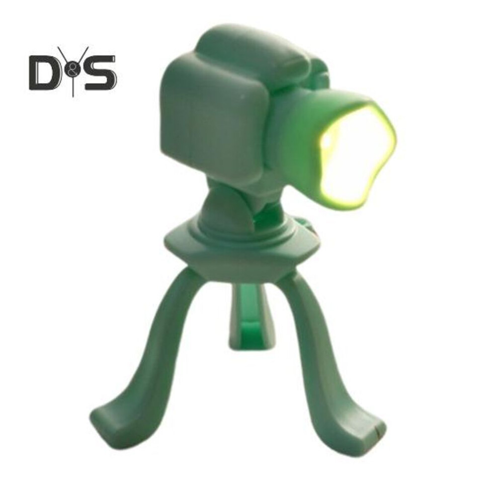 (cyan) Vintage Camera Night Lamp Battery Operated Mini Desk Light Home Office Bedroom Kids Room Bedside Decorative Led Table Light