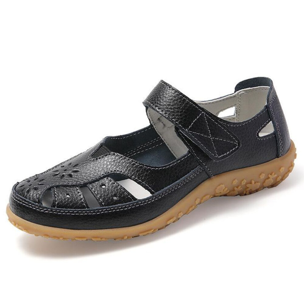 (black, 38) Summer Women Sandals Ladies Comfortable Flats Walking Covered Toe Beach Shoes Woman Footwear