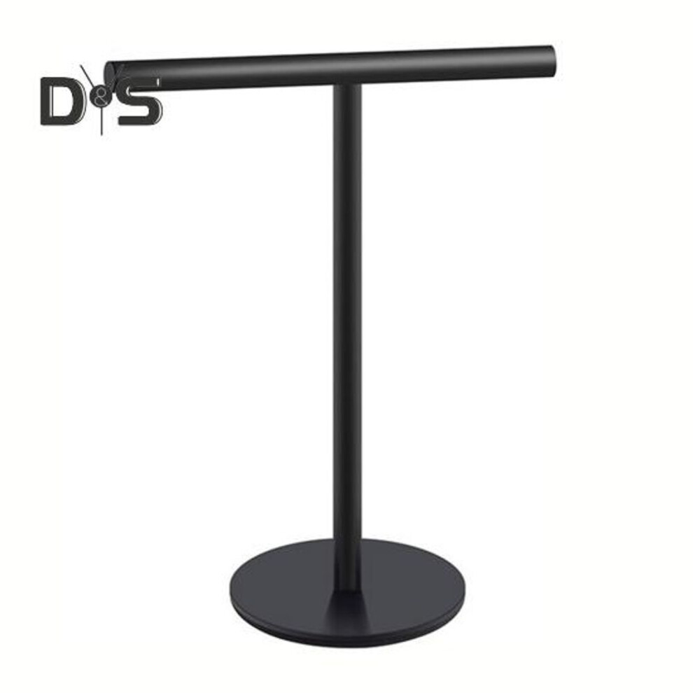 (black, Round) T-Shaped Towel Rack Storage Organizer Rust-Resistant Easy Installation Bath Hand Towel Holder Stand with Heavy Base