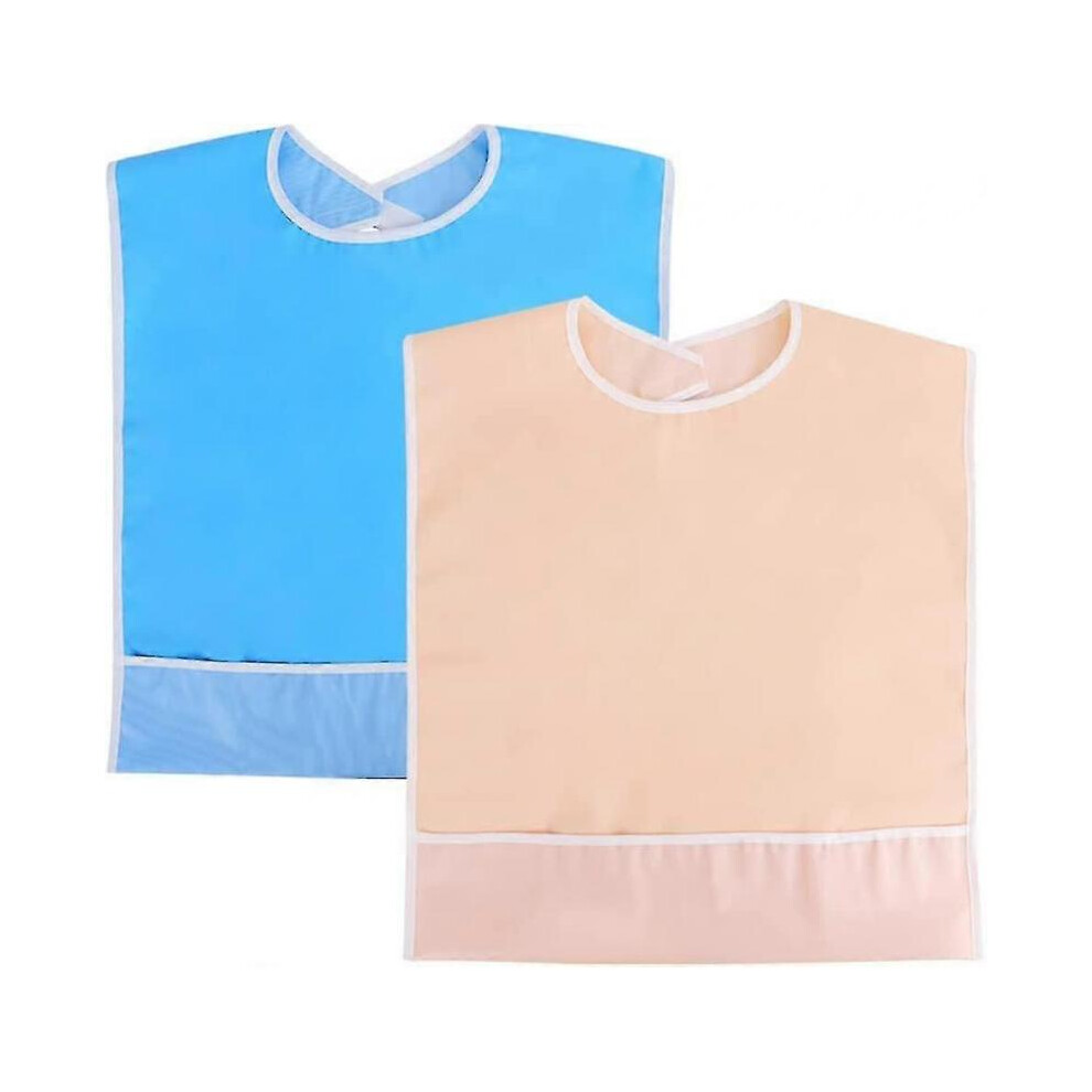 2 Pcs Waterproof Adult Bibs, Reusable Mealtime Protector, Dining Bibs with Crumb Gift