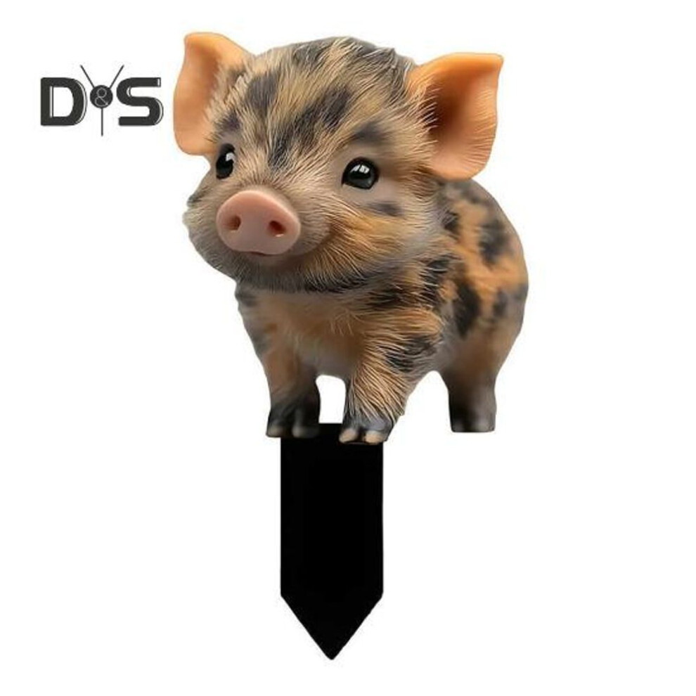 Pig Stake Yard Sign 2d Cartoon Pig Acrylic Garden Insert Outdoor Animal Art Decoration For Pots Patios Lawn Decor