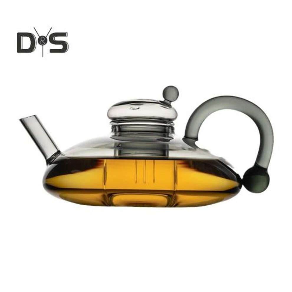 (light grey, 550ML) Glass Tea Pot Rat Tail Kettle Large Capacity Teapot With Infusers For Loose Tea 18.5oz High Borosilicate Filtration Teapot