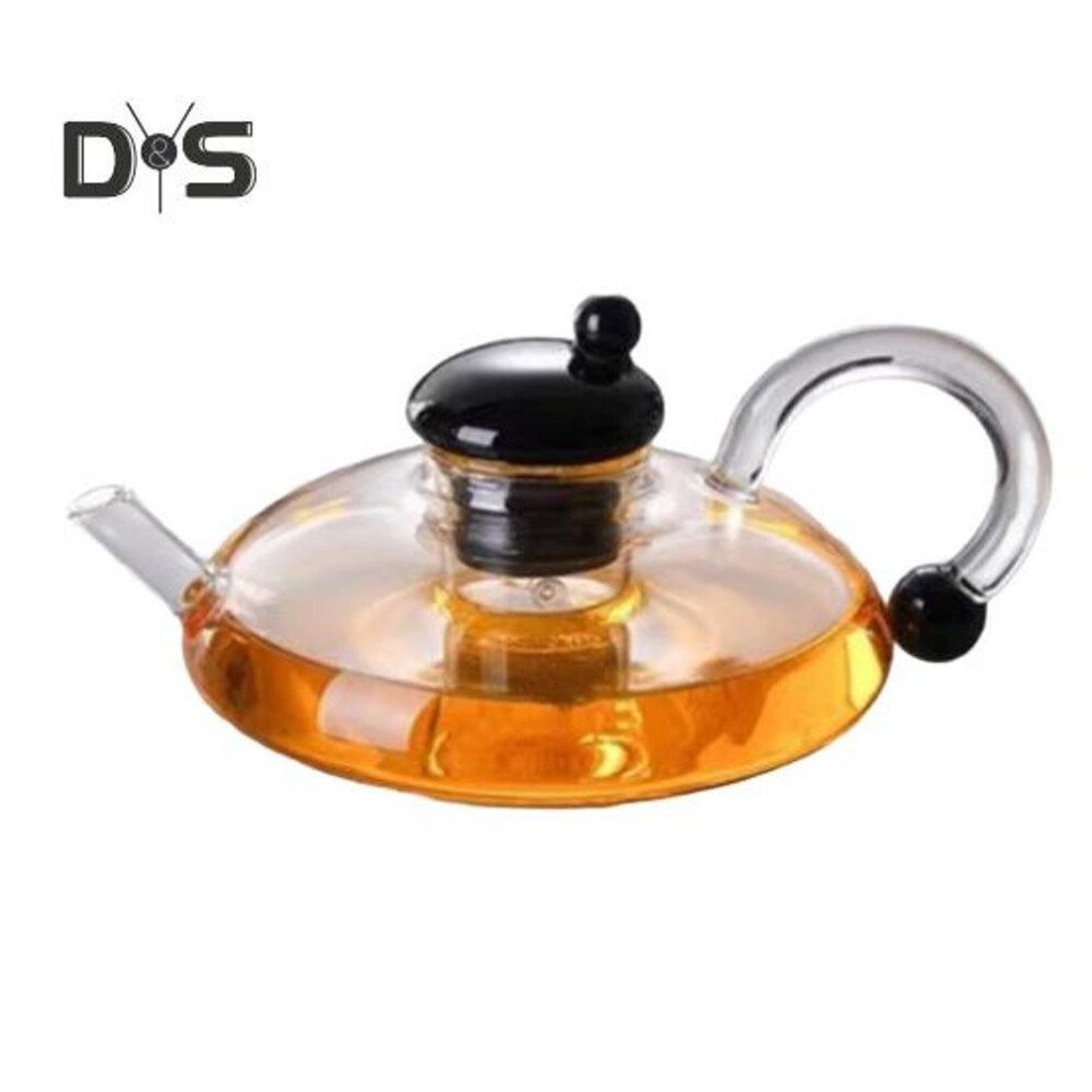 (clear, 550ML) Glass Tea Pot Rat Tail Kettle Large Capacity Teapot with Infusers for Loose Tea 18.5oz High Borosilicate Filtration Teapot