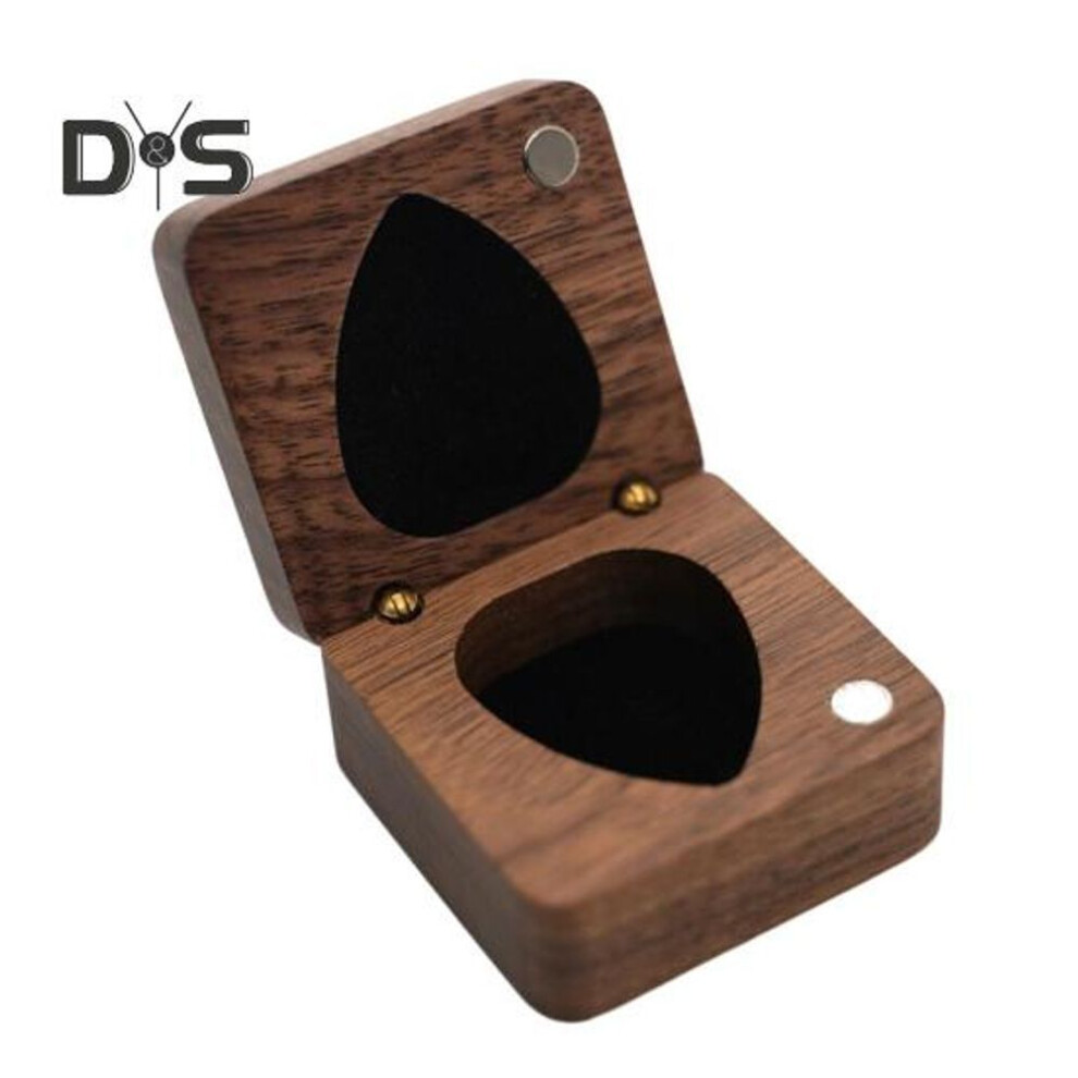 (as the picture, A) Wooden Guitar Pick Box Guitar Picks Portable Guitar Plectrum Holder Pick Organizer Case For Musicians Travel Daily Storage