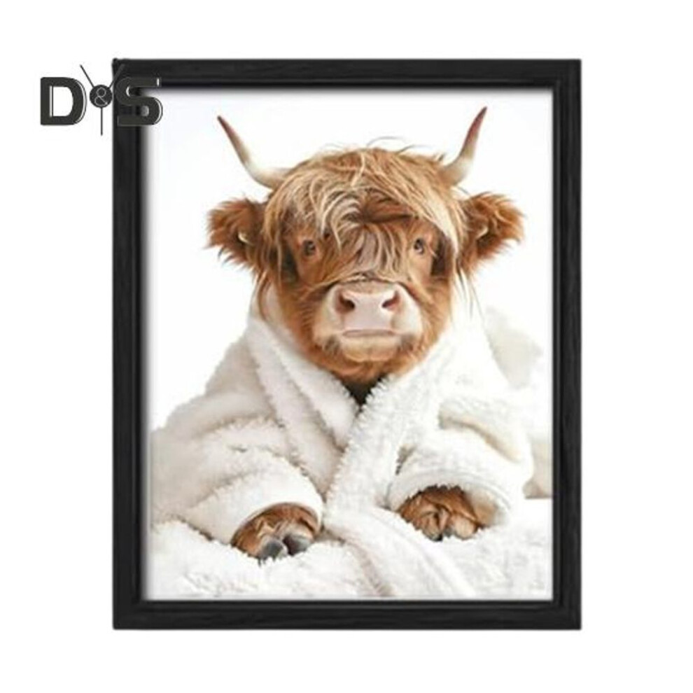 (as the picture, S A) Highland Cow Bathroom Wall Sign Farmhouse Living Room Bathroom Bedroom Wooden Highland Cow Animal Wall Art Hanging Decoration