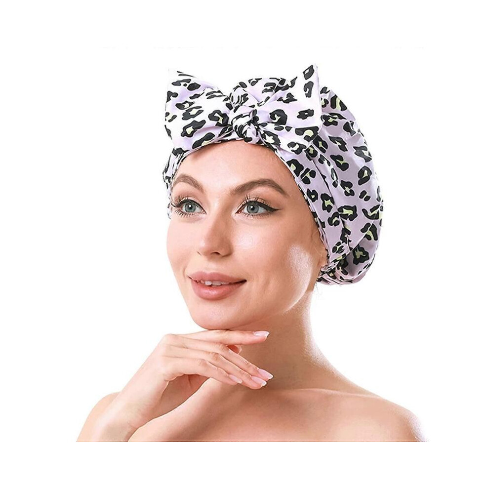 Women's Shower Caps Long Hair Reusable, Adjustable Shower Caps and Luxurious Waterproof Shower Hair Caps for Women