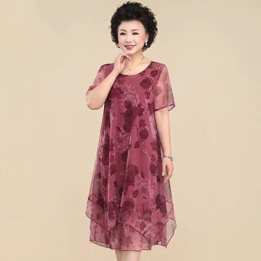 (wine red, XXXXL) Women's Loose Plus Size Dress Women