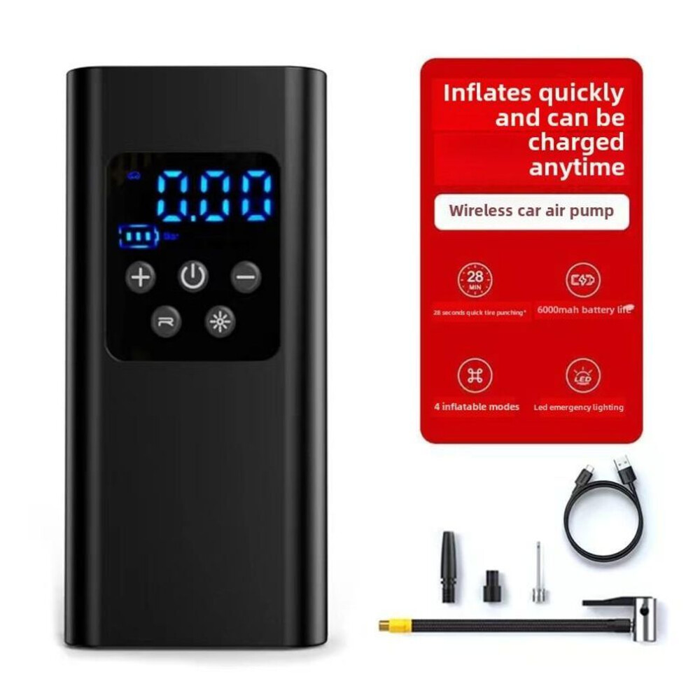(as the picture, Wireless lithium) Portable Mini Tire Inflator, Cordless Air Compressor Pump For Car, Bike, Motorcycle With Digital Display Led Light