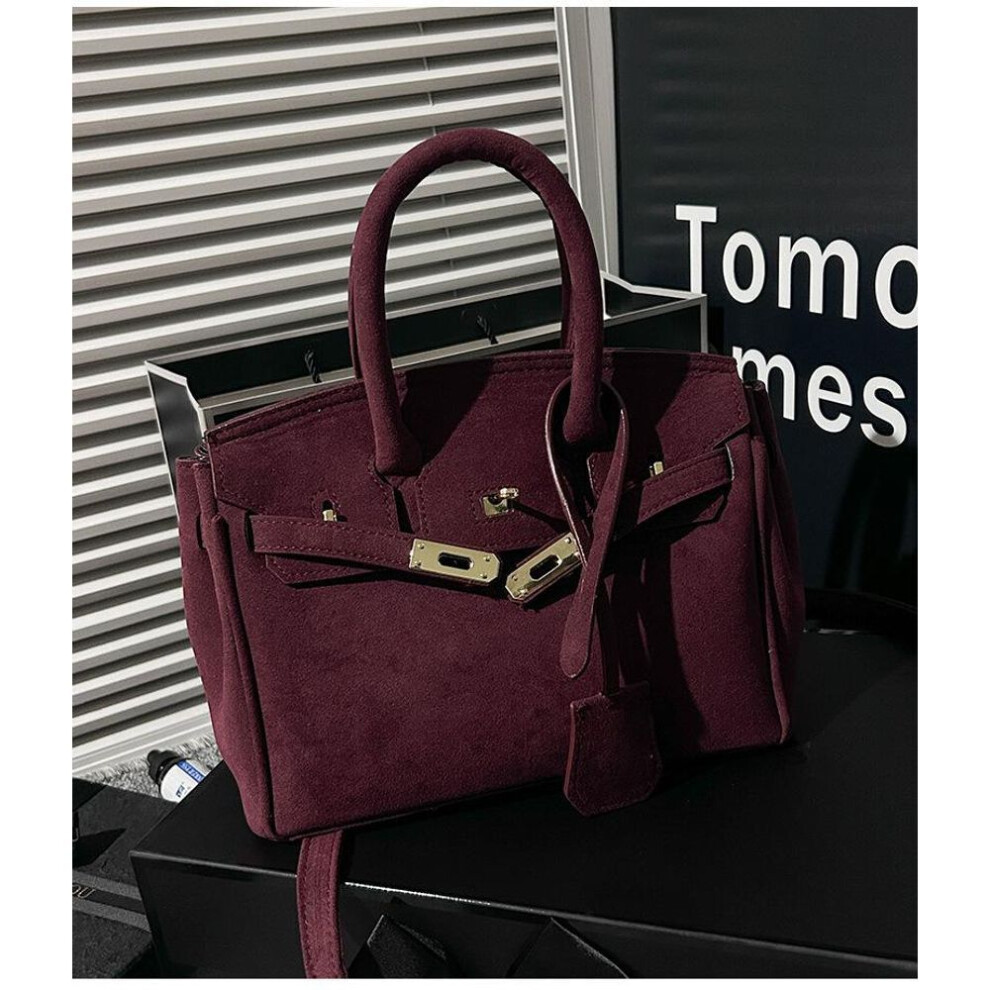 (wine) Stylish PU Tote Shoulder Bag for Women Large Capacity Retro Crossbody Bag for Daily Use
