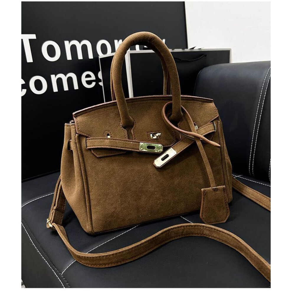 (khaki) Stylish PU Tote Shoulder Bag for Women Large Capacity Retro Crossbody Bag for Daily Use