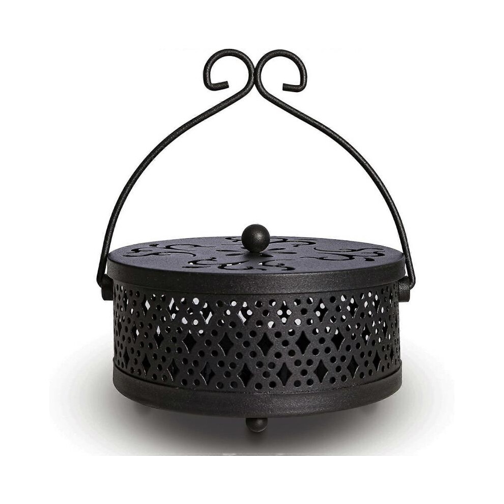 Mosquito Coil Holder, Retro Portable Mosquito Incense Burner for Home and Camping (Black)