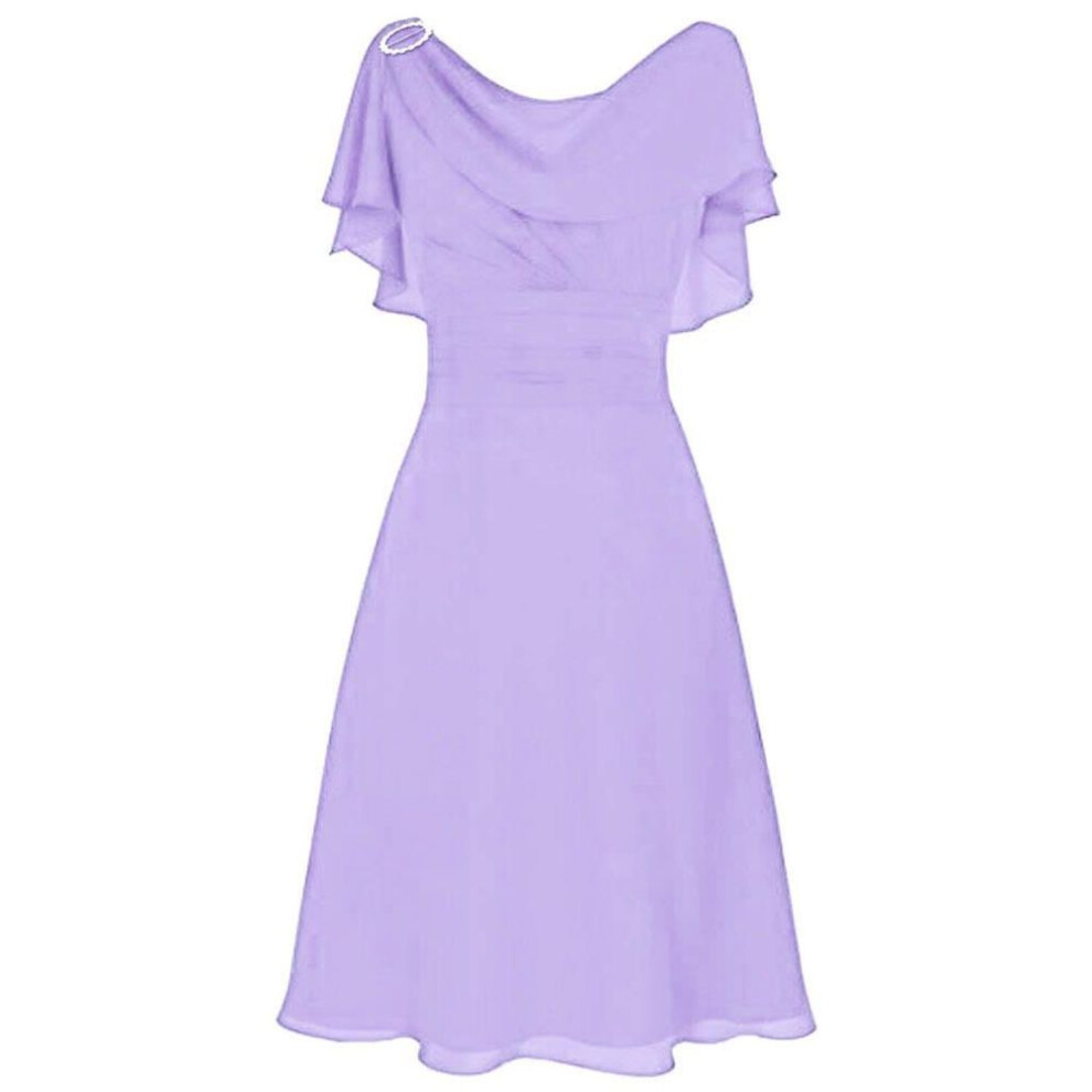 (purple, M) Women Formal Wedding Bridesmaid High-waist Party Ball Prom Gown Cocktail Dress