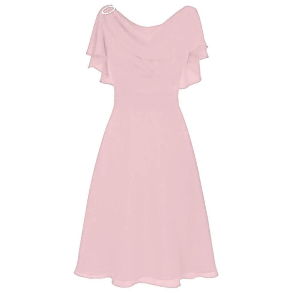 (pink, M) Women Formal Wedding Bridesmaid High-waist Party Ball Prom Gown Cocktail Dress