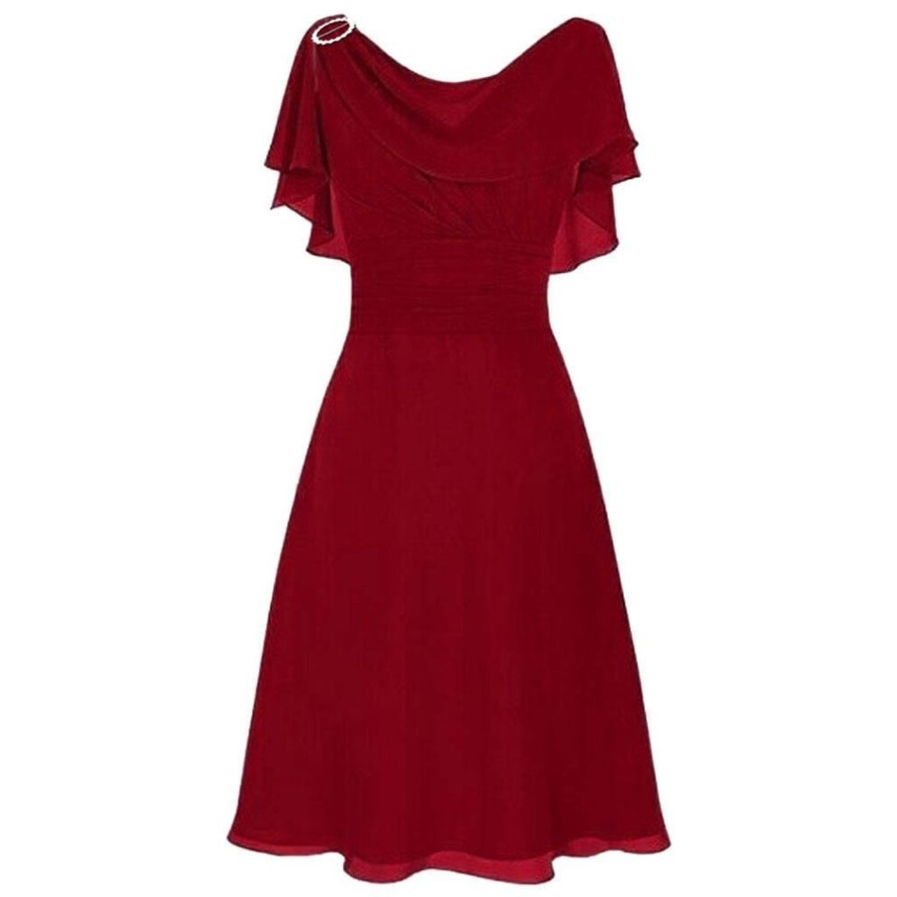 (red, XXL) Women Formal Wedding Bridesmaid High-waist Party Ball Prom Gown Cocktail Dress