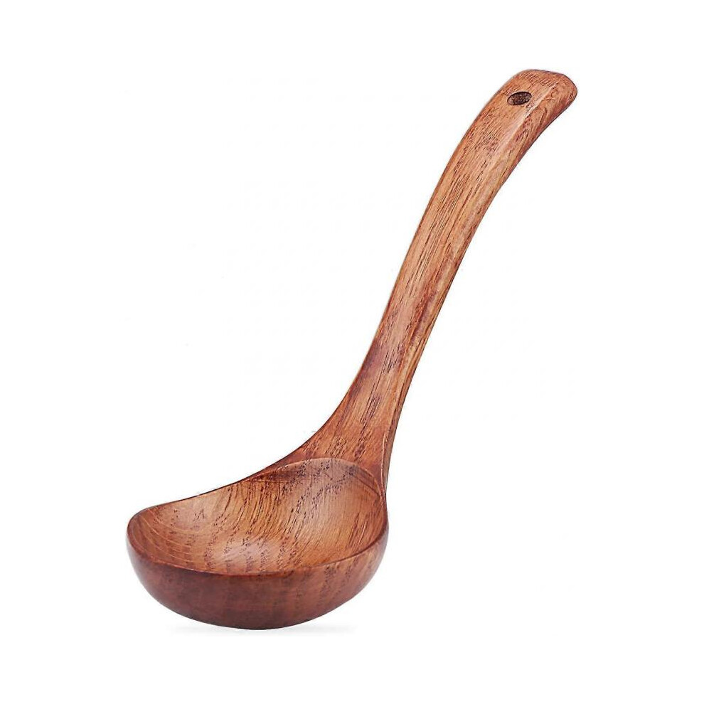 Wooden Soup Ladle, Natural Wood Soup Spoon, Porridge Spoon, 9.45inch Length